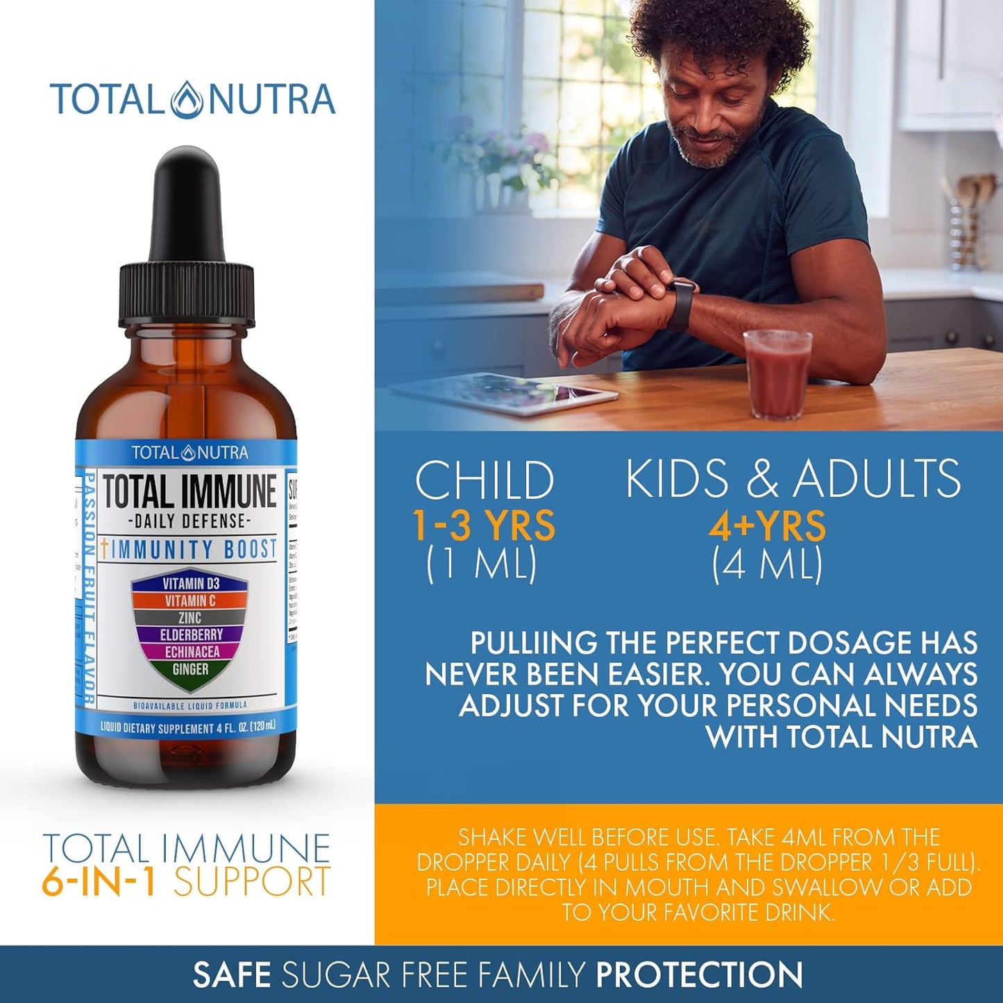 Extra Strength B Vitamin Drops & 6-in-1 Multivitamin Liquid Supplement for Energy, Focus & Metabolism - Immune Support for Kids & Adults