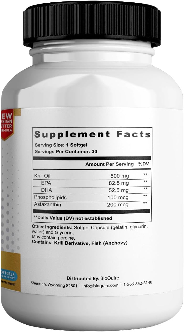 Extra Strength BIOQUIRE Dry Eye Support with Omega 3 Krill Oil - 60 Softgels - Non-GMO and Gluten Free