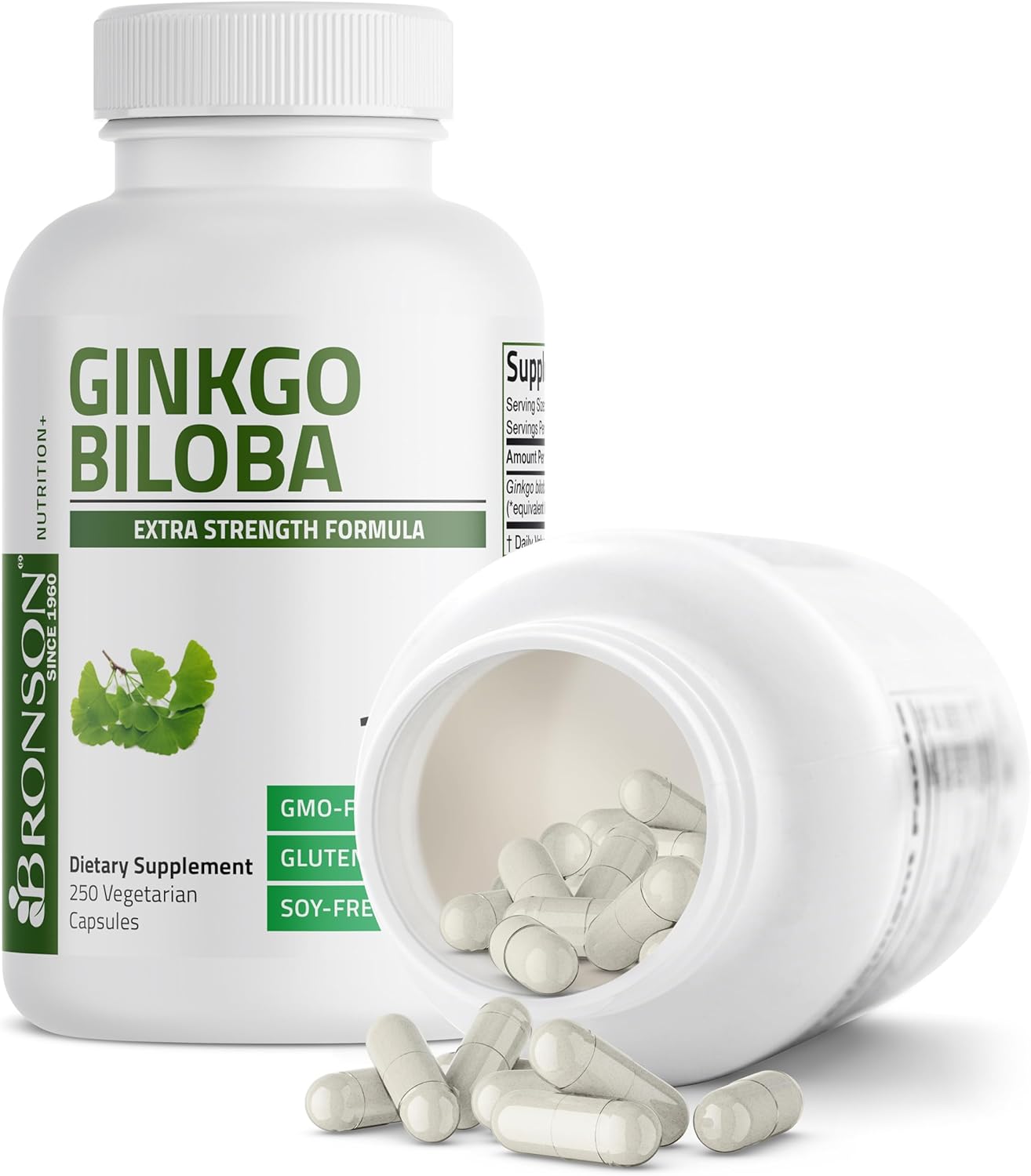 Extra Strength Bronson Ginkgo Biloba Capsules for Brain Function & Memory Support - 250 Vegetarian Capsules