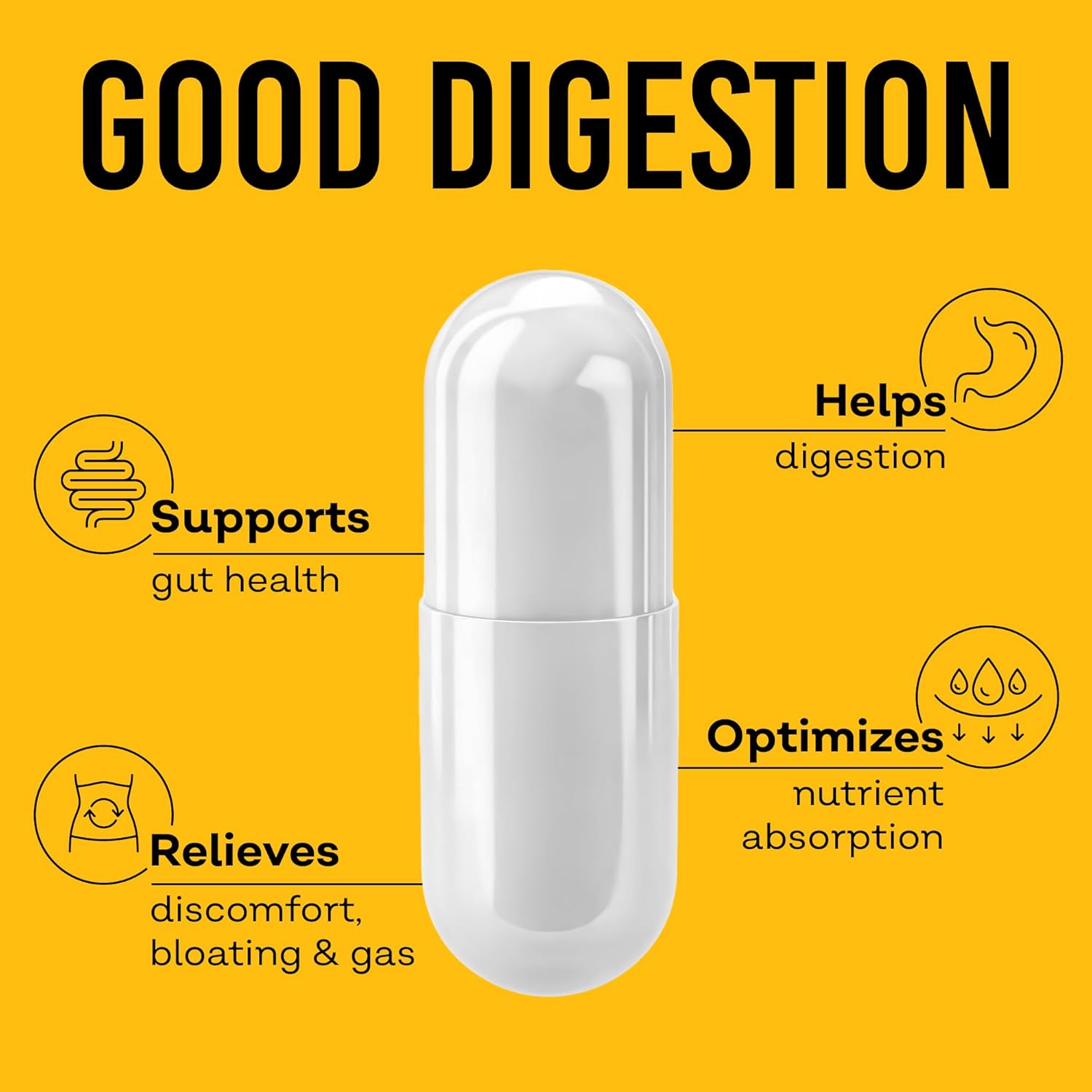 Extra Strength Digestive Enzymes for Fast Bloating & Gas Relief - All-in-One Formula for Carbs, Fat, Protein, Gluten, Dairy - Supports Gut Health - 90 Capsules