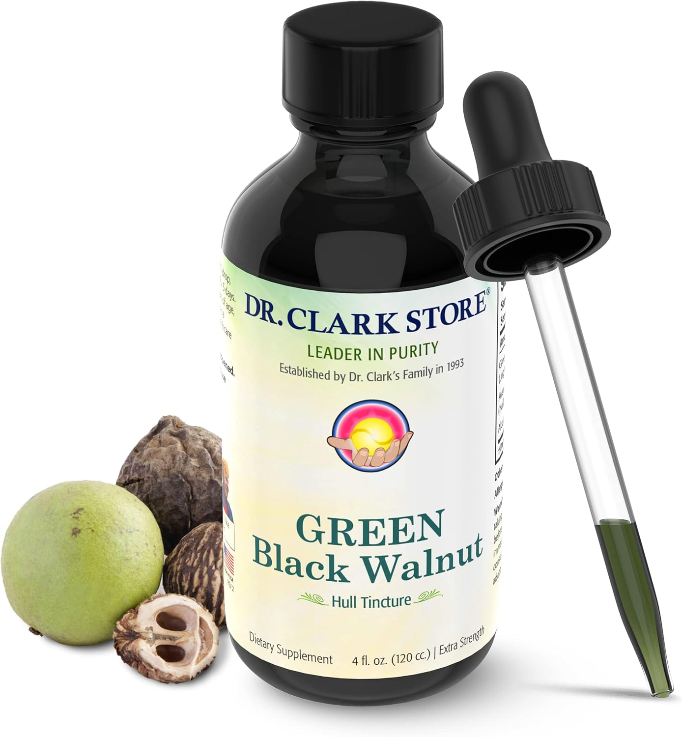 Extra Strength Dr. Hulda Clark Original Green Black Walnut Hull Tincture - 4 oz
