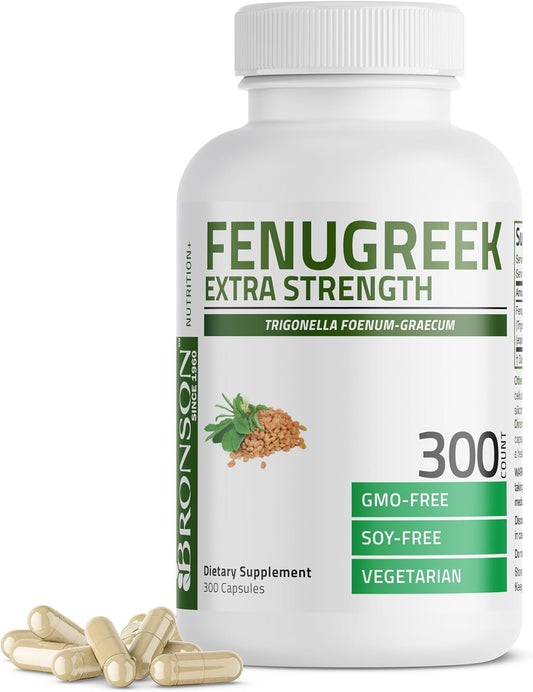 Extra Strength Fenugreek Seed Powder Capsules - 300 Count, Non-GMO & Soy-Free - Vegetarian Formula
