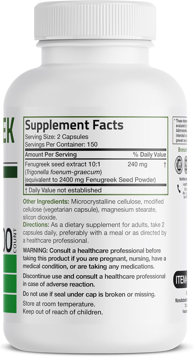 Extra Strength Fenugreek Seed Powder Capsules - 300 Count, Non-GMO & Soy-Free - Vegetarian Formula