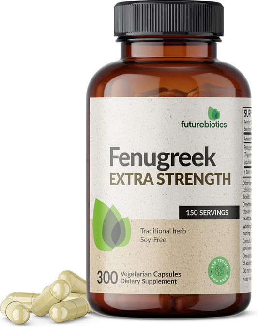 Extra Strength Futurebiotics Fenugreek 2400 MG for Overall Health & Well-Being - Non-GMO, 300 Capsules