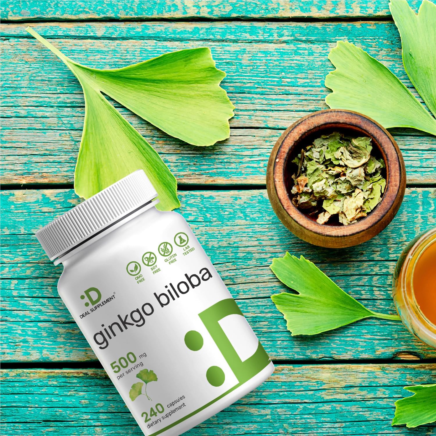 Extra Strength Ginkgo Biloba 500mg Capsules - 240 Count - 4 Month Supply - Promotes Brain Function - Premium Quality Supplement from Northern Asia