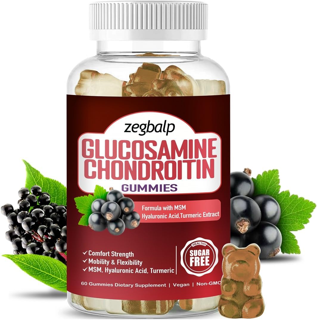 Extra Strength Glucosamine Chondroitin Gummies with MSM Turmeric and Hyaluronic Acid for Adults - Immune & Health Support - 1500mg Chewables for Men & Women