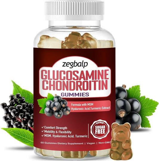 Extra Strength Glucosamine Chondroitin Gummies with MSM Turmeric and Hyaluronic Acid for Adults - Immune & Health Support - 1500mg Chewables for Men & Women