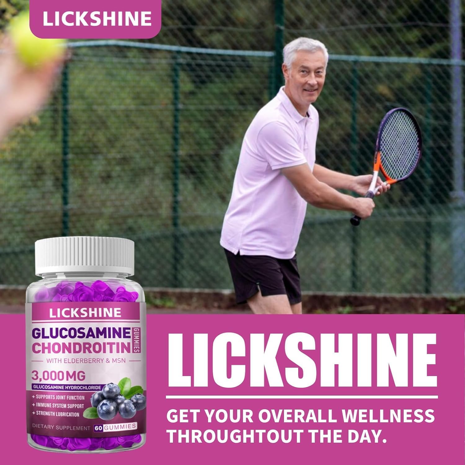 Extra Strength Glucosamine Chondroitin Gummies with MSM & Elderberry for Joint Health and Immune Support - Adult Men & Women Gummy Supplement