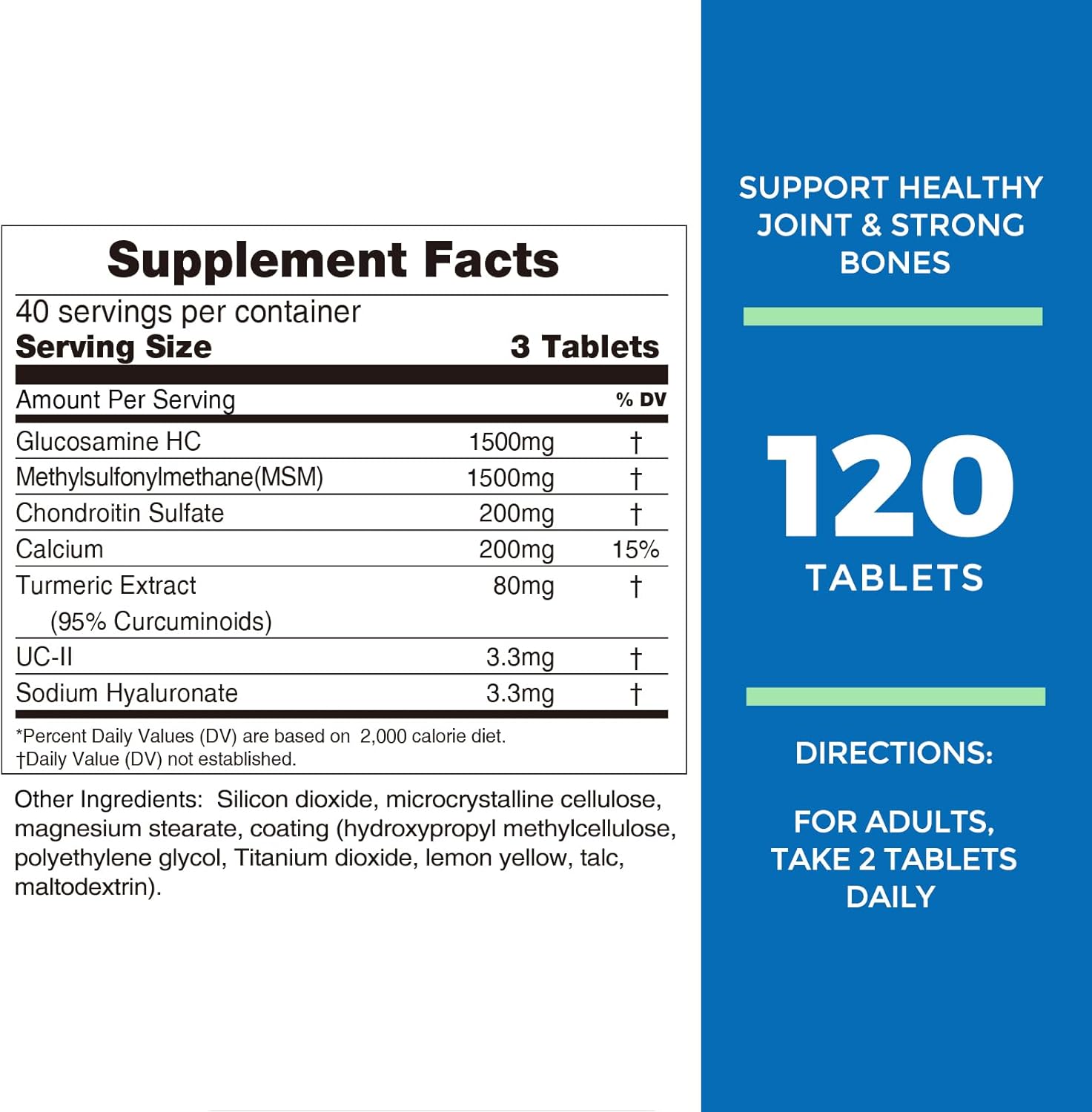 Extra Strength Glucosamine Chondroitin MSM Complex for Healthy Joints & Cartilage - 120 Tablets