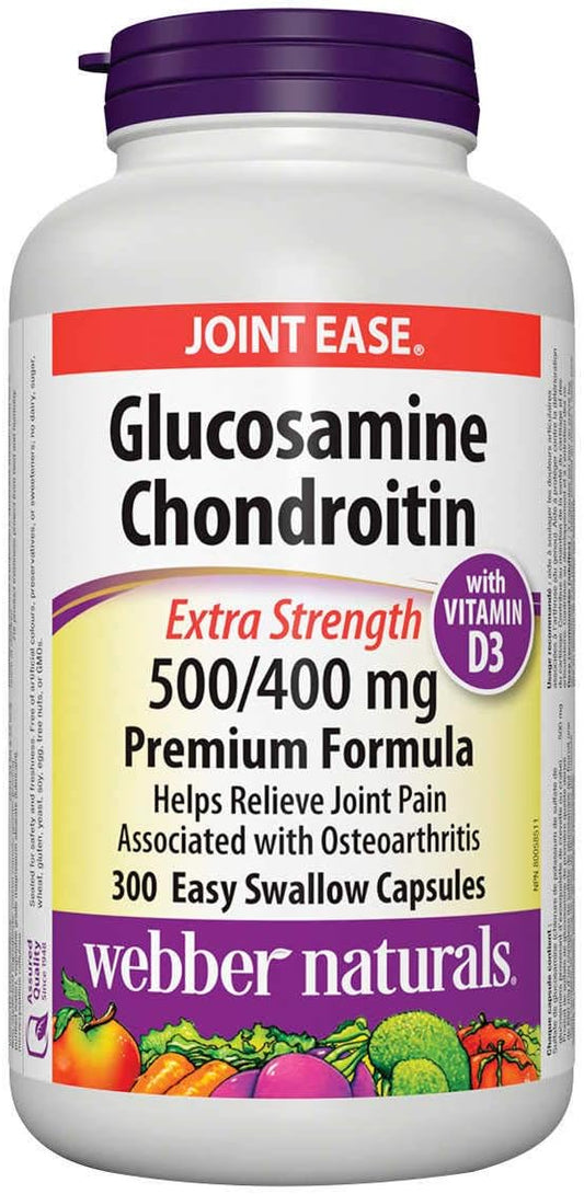 Extra Strength Glucosamine Chondroitin with Vitamin D3 500/400mg Premium Formula 300 Capsules