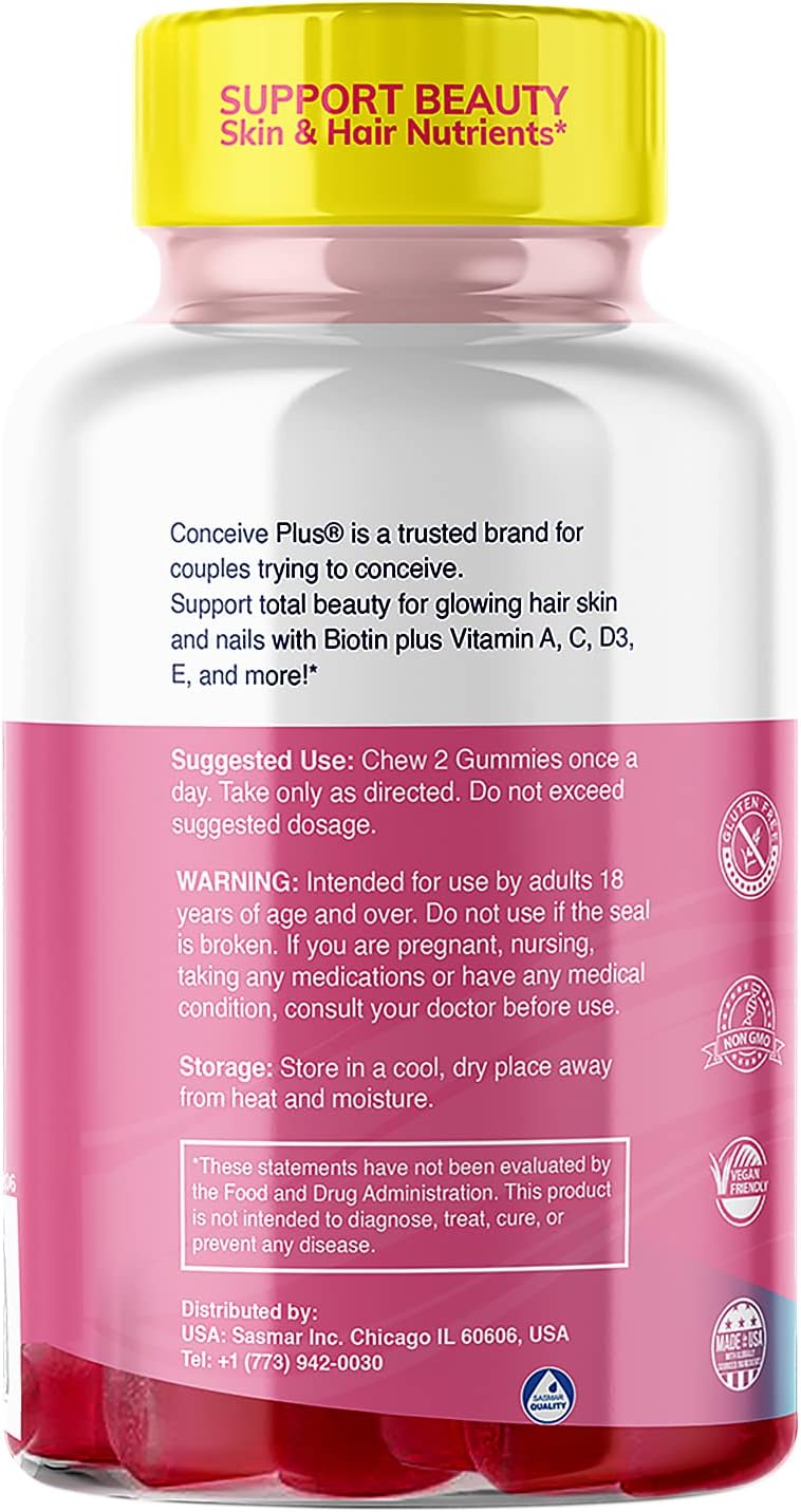 Extra-Strength Hair Skin & Nails Gummies with Biotin - Vegan Hair Growth Supplement - Gelatin-Free - 60 Count