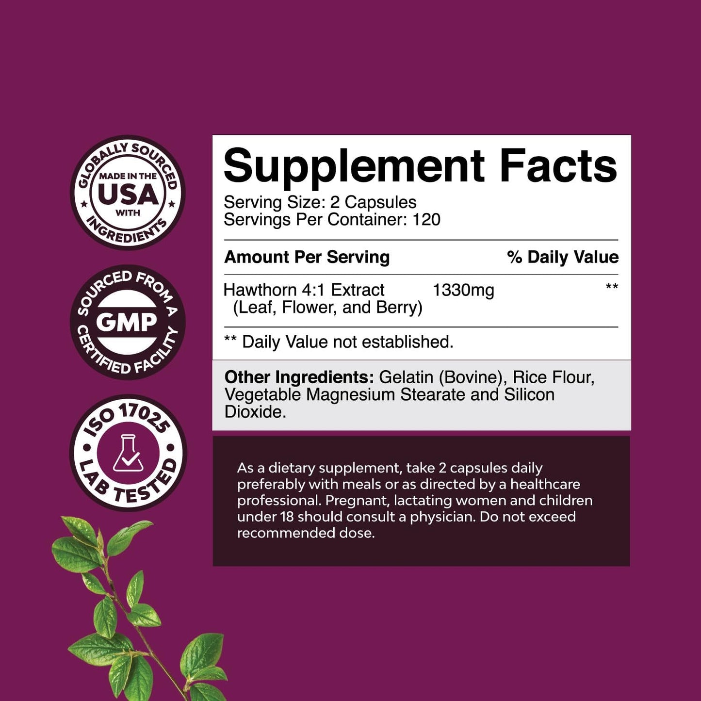 Extra Strength Hawthorn Berry Capsules for Digestion, Heart Health, Liver Cleanse, Detox & Repair - Herbal Support Supplement Bundle by Natures Craft