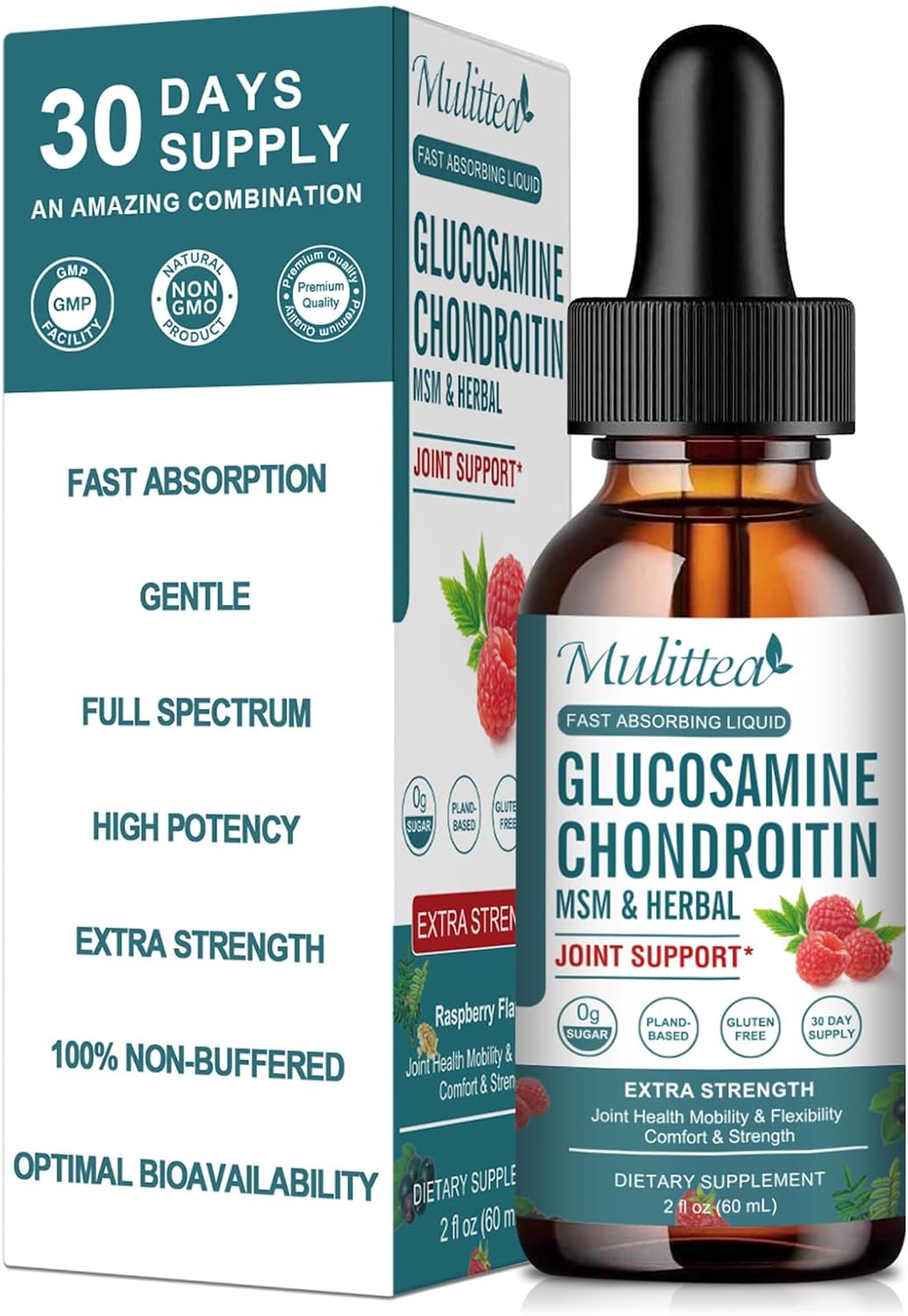 Extra Strength Liquid Joint Support Supplement with Glucosamine, Chondroitin, MSM, Elderberry, Boswelia, Bromelain, and Hyaluronic Acid - Antioxidant Immune Support for Adults, Men & Women - 2 Fl oz