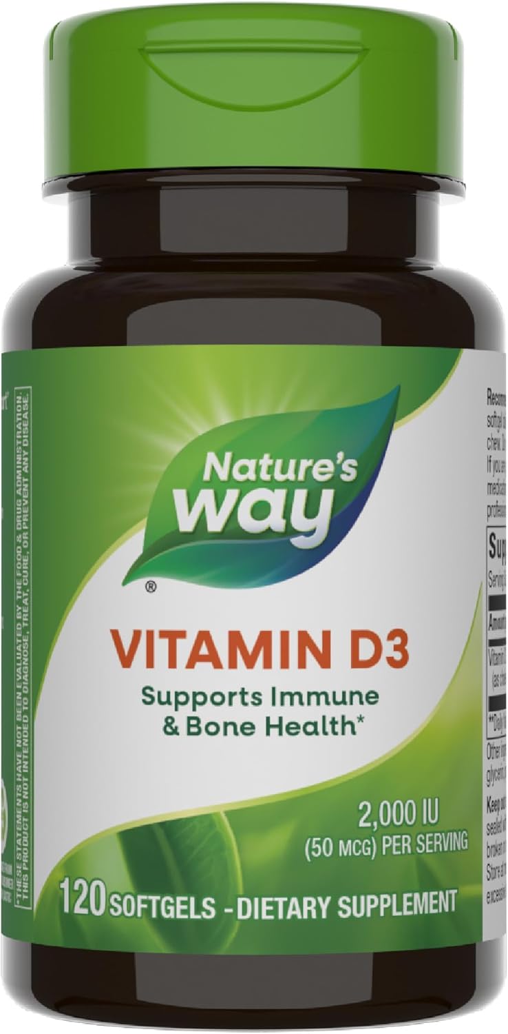 Extra Strength Nature's Way Vitamin D3 for Bone Health and Immune Function - 2000 IU (50 mcg) - 120 Softgels