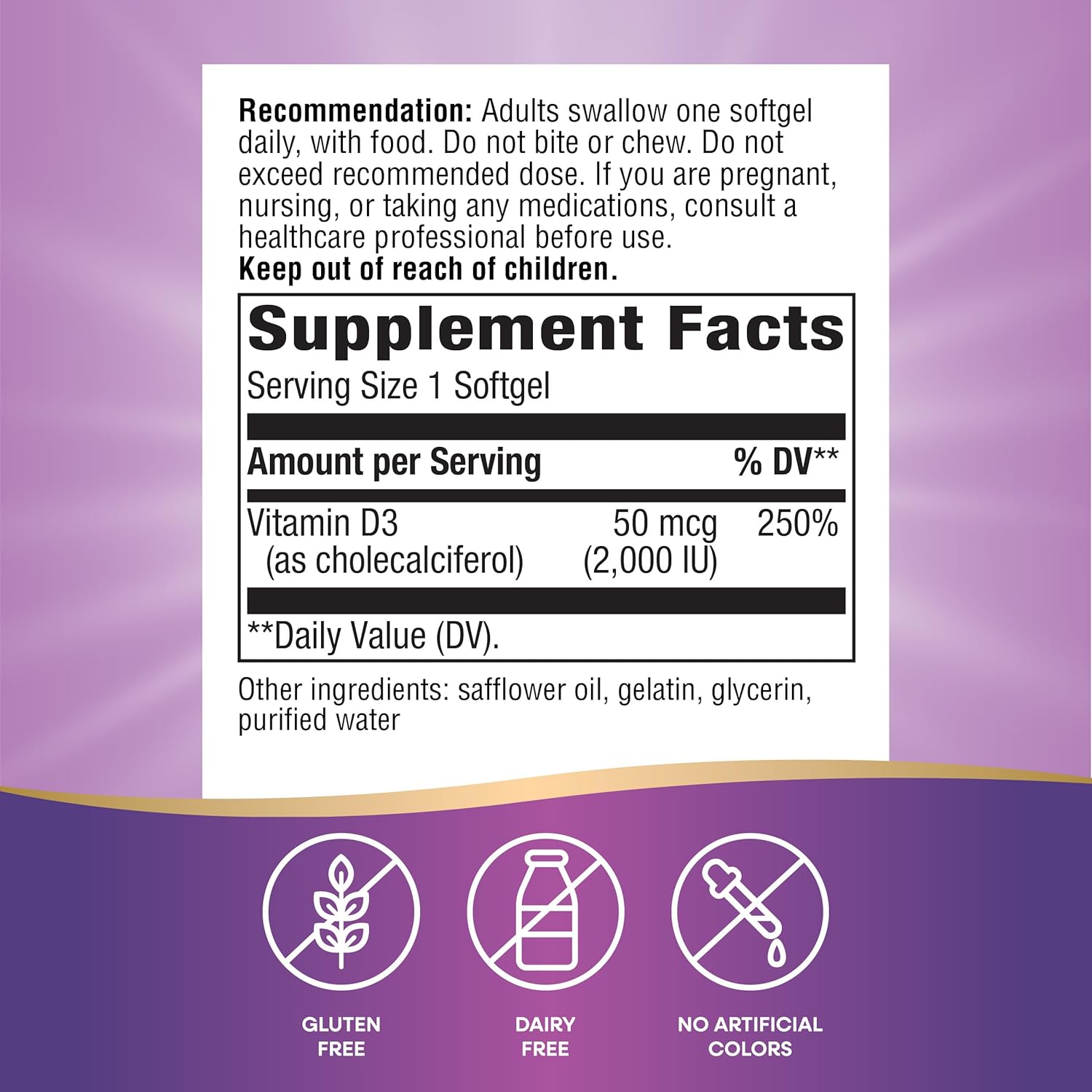 Extra Strength Nature's Way Vitamin D3 for Bone Health and Immune Function - 2000 IU (50 mcg) - 120 Softgels