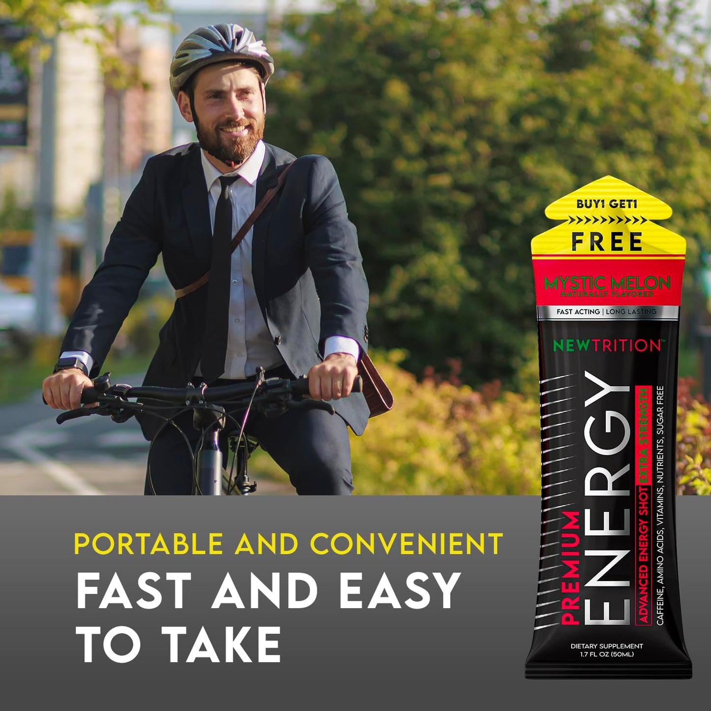 Extra Strength NewTrition Energy Shots with Caffeine, Vitamin B, Amino Acids - Sugar-Free, 1.7 fl oz Packets, Mixed Flavors, 24 Count - BoostGo Australia