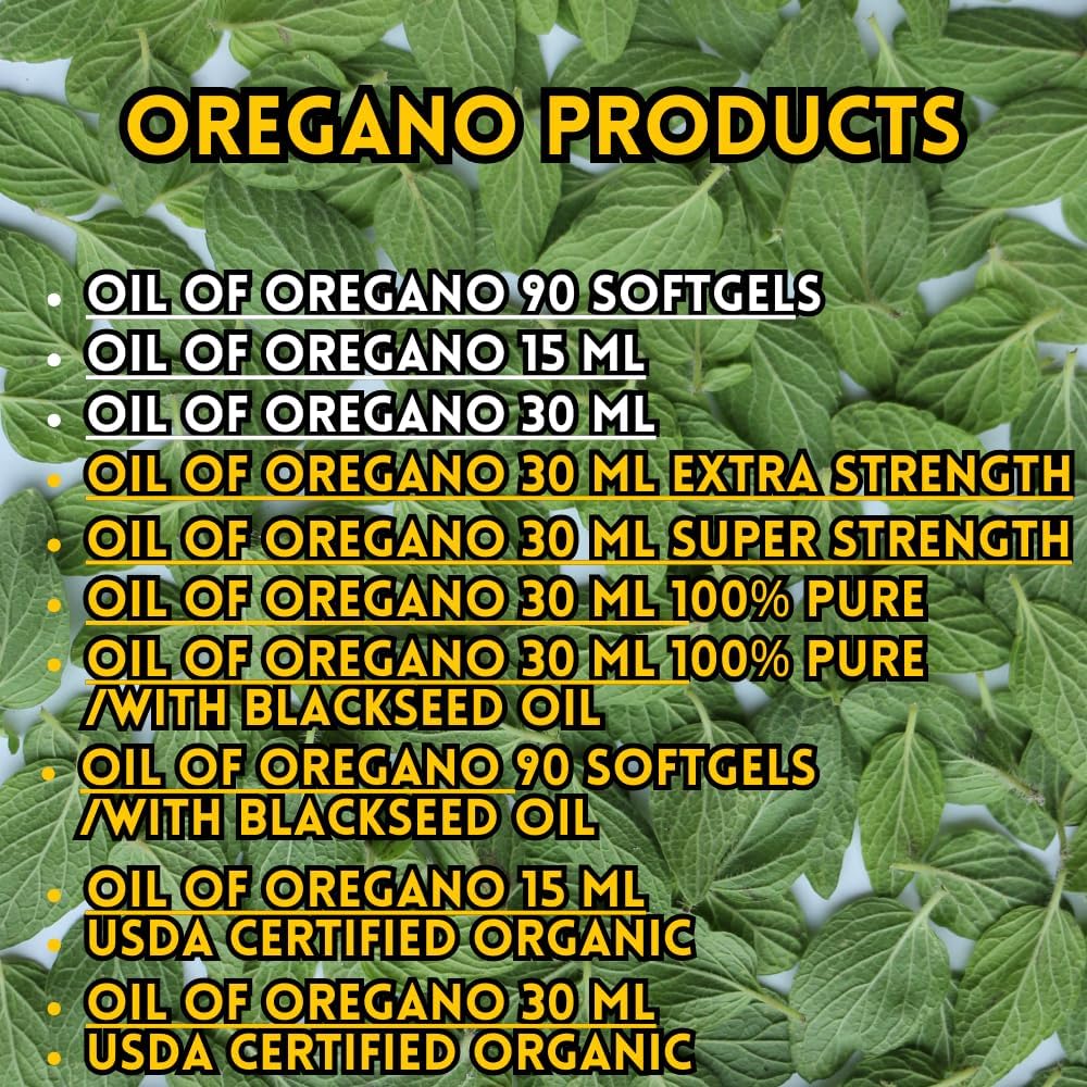 Extra Strength Oil of Oregano Drops - 1 fl oz (30ml) Liquid with 90+ Carvacrol - Vegan, Non-GMO, Gluten Free Seasonal Drops - Edible Food Grade Oregano Oil