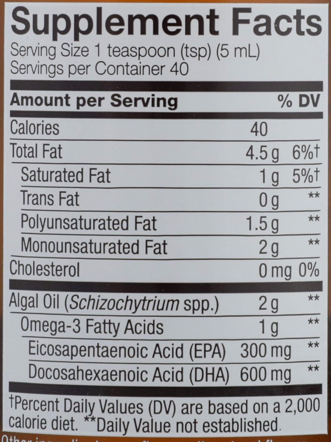 Extra Strength Plant-Based Omega-3 Liquid for Eye, Heart, Brain Health - Cranberry-Orange Flavored, 6.8 oz