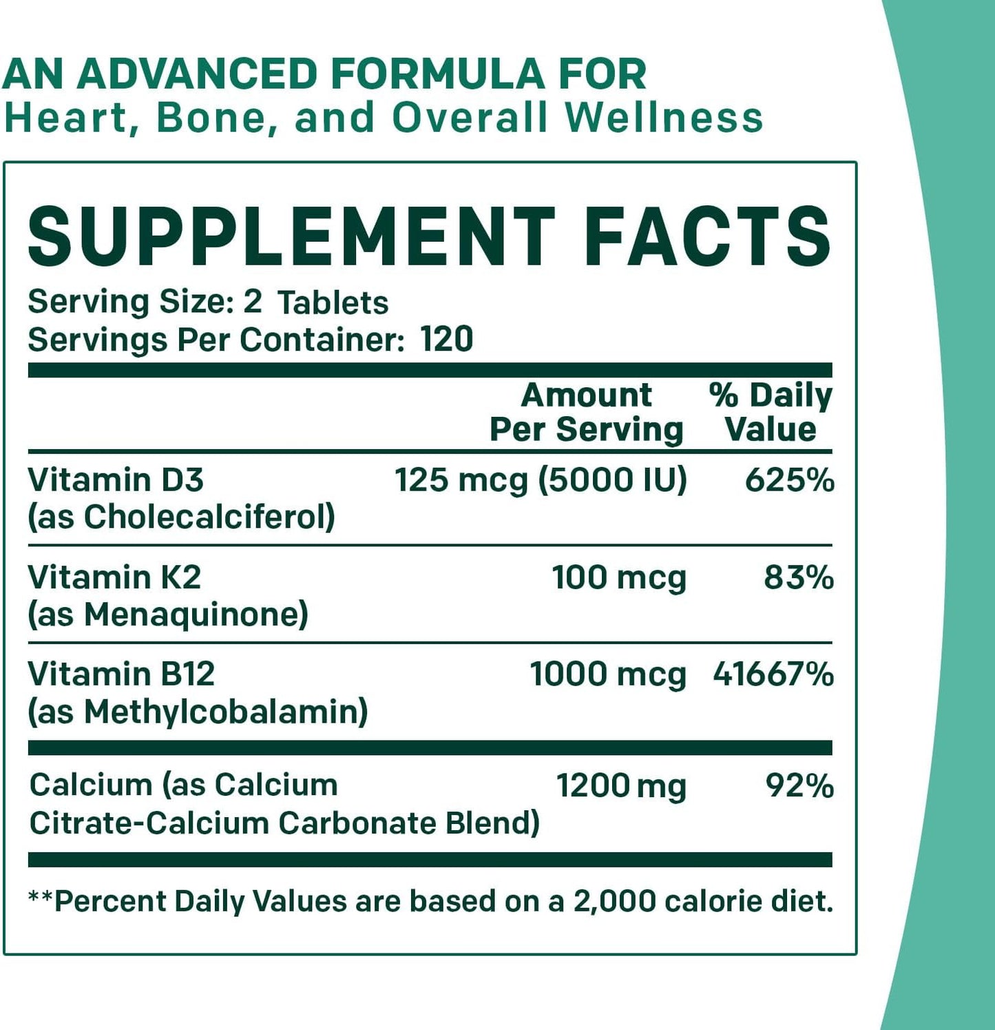 Extra Strength PrimeMD 4-in-1 Calcium Supplement with Vitamin D3, K2, and B12 - 1200mg Calcium Citrate for Bone and Heart Support - 120ct Tablets for Women and Men
