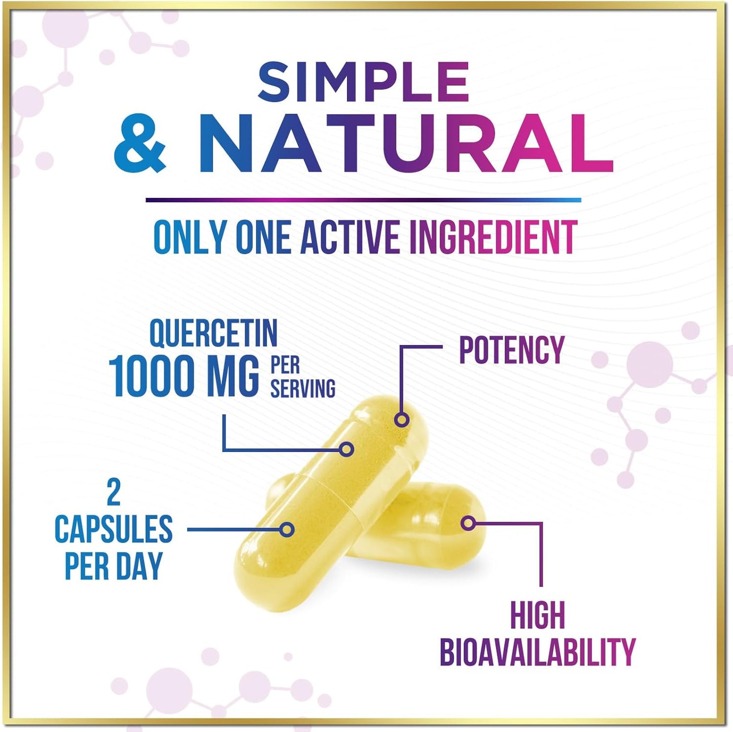 Extra Strength Quercetin 1000mg Capsules - Immune & Heart Health Support - Antioxidant & Respiratory Health - Gluten Free, Non-GMO - 120 Capsules