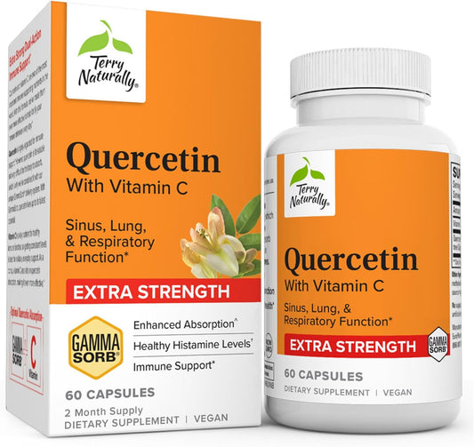 Extra Strength Quercetin with Vitamin C Capsules for Sinus, Lung & Respiratory Health - Non-GMO, Vegan - 60 Servings