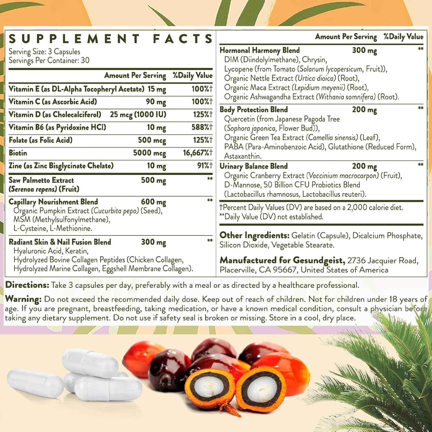 Extra Strength Saw Palmetto for Women - DHT Blocker for Hair Growth, Skin & Nails - 90 Capsules