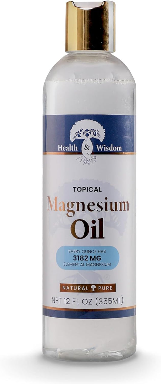 Extra Strength USP Grade Topical Magnesium Oil Spray for High Absorption - Pure Transdermal Massage Oil for Feet Soak & Bath - 12 Fl Oz