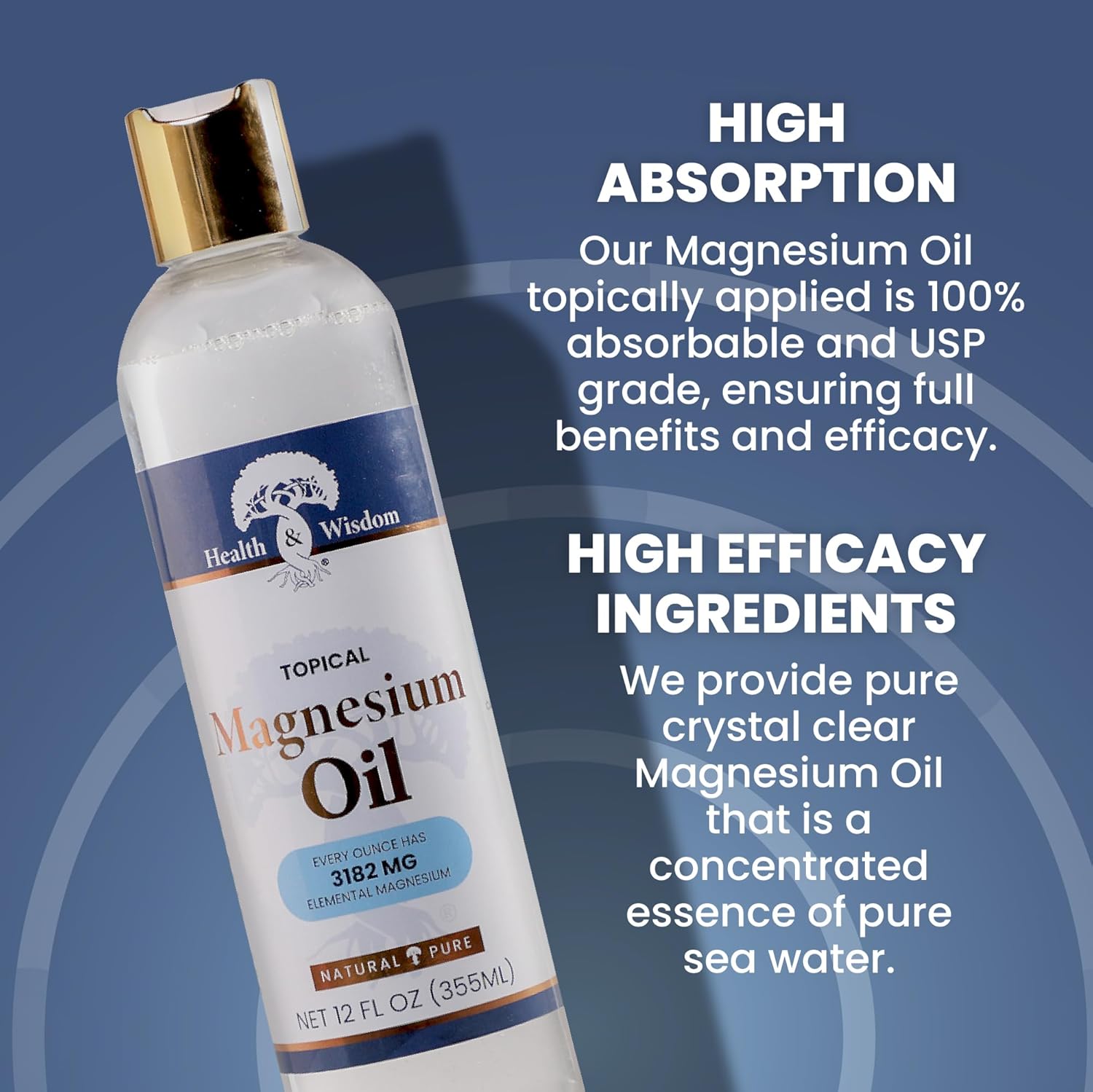 Extra Strength USP Grade Topical Magnesium Oil Spray for High Absorption - Pure Transdermal Massage Oil for Feet Soak & Bath - 12 Fl Oz