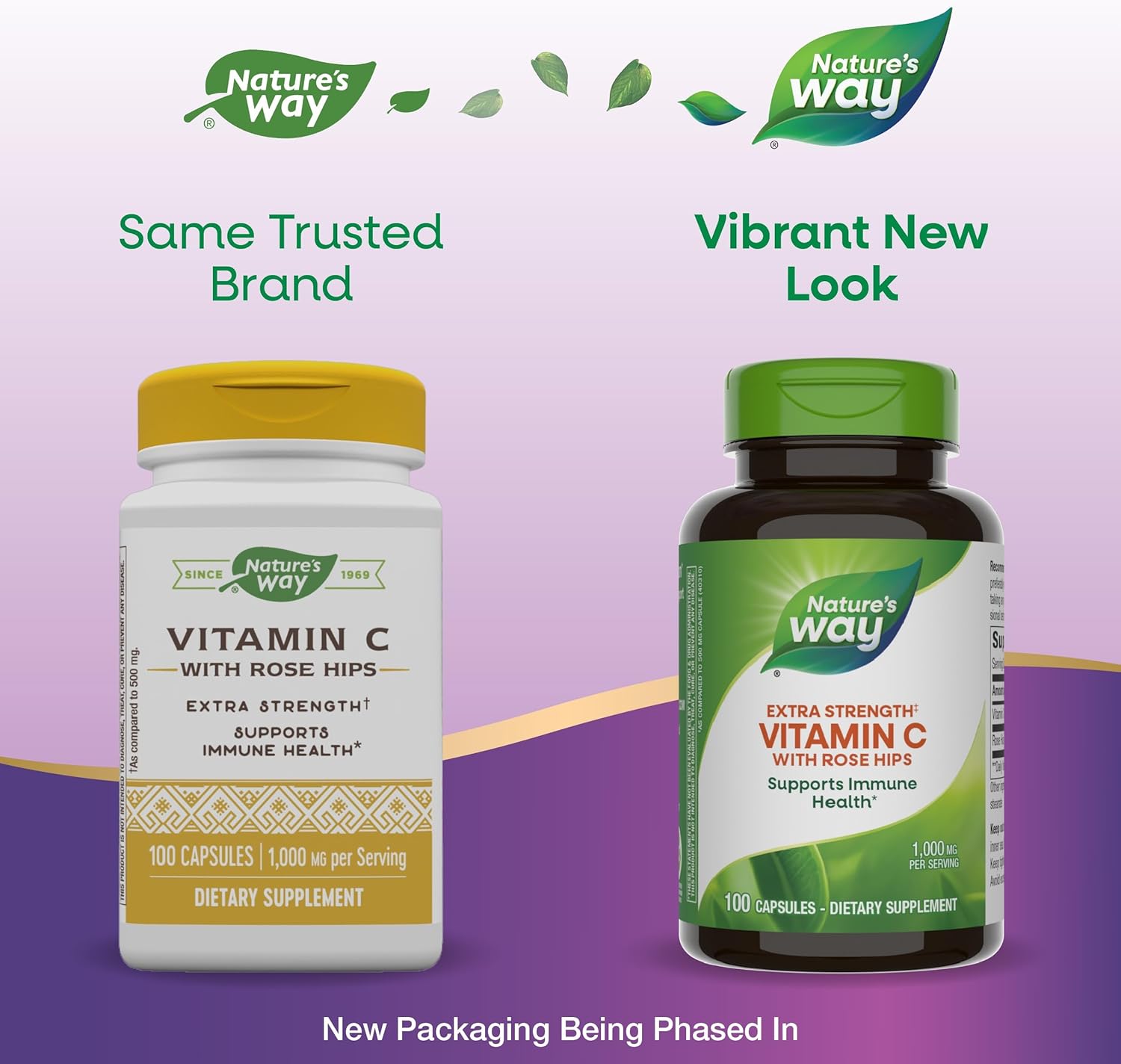 Extra Strength Vitamin C with Rose HIPS Capsules - Immune Health Support - High Potency, 100 Count