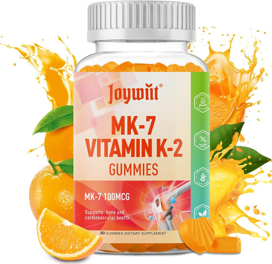 Extra Strength Vitamin K2 MK-7 Gummies for Bone & Heart Support - Natural Orange Flavor, Non GMO, Vegan - 60 Gummies