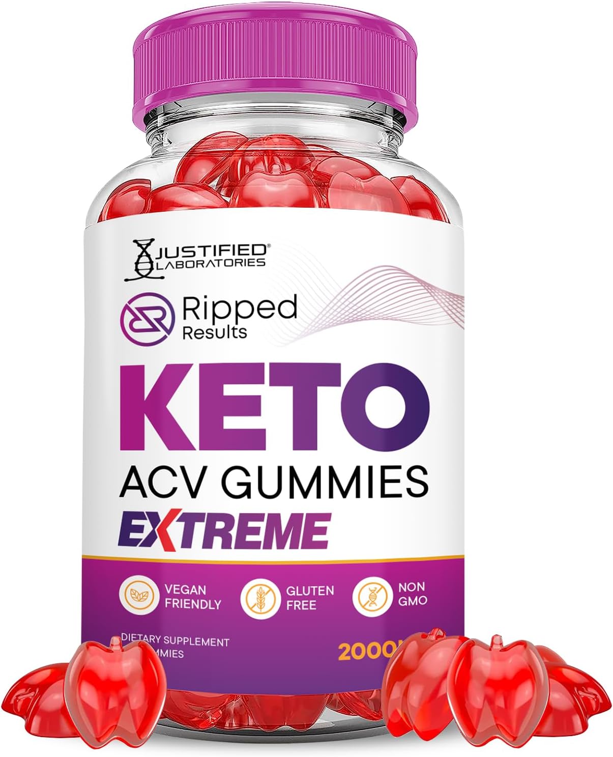 Extreme 2000MG Apple Cider Vinegar Gummies with Pomegranate and Beet Juice - Vegan Non GMO - 60 Count