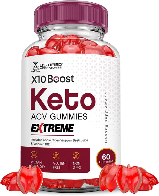 Extreme 2000MG X10 Boost Keto ACV Gummies with Pomegranate Beet Juice Powder B12 - Vegan Non GMO