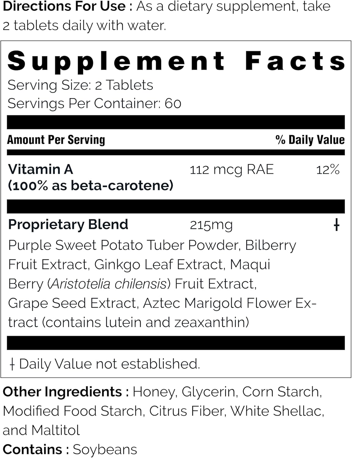 Eye Clear Blueberry Extract Supplement with Lutein, Zeaxanthin, Ginkgo - Vision Support for Adults, 2 Month Supply (120 Tablets)