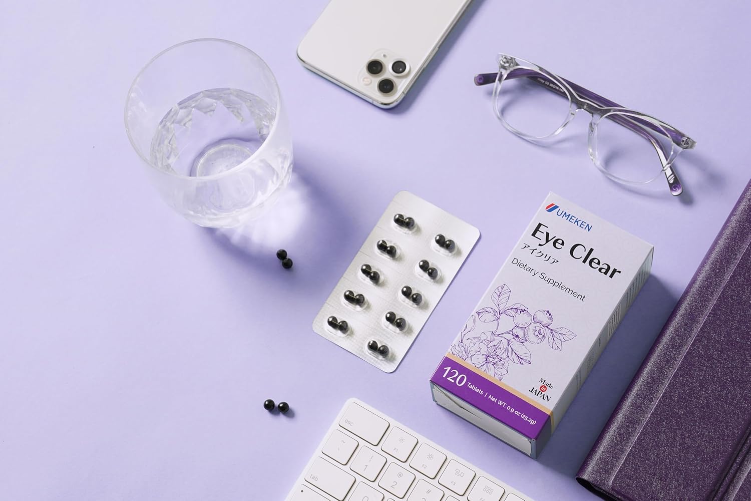 Eye Clear Blueberry Extract Supplement with Lutein, Zeaxanthin, Ginkgo - Vision Support for Adults, 2 Month Supply (120 Tablets)