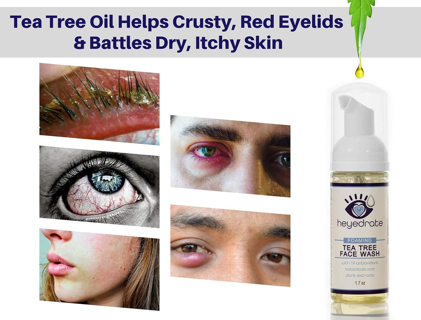 Eye Health Bundle: Omega 3 Fish Oil, Heated Eye Mask, Tea Tree Face Wash for Relief from Irritated Eyes