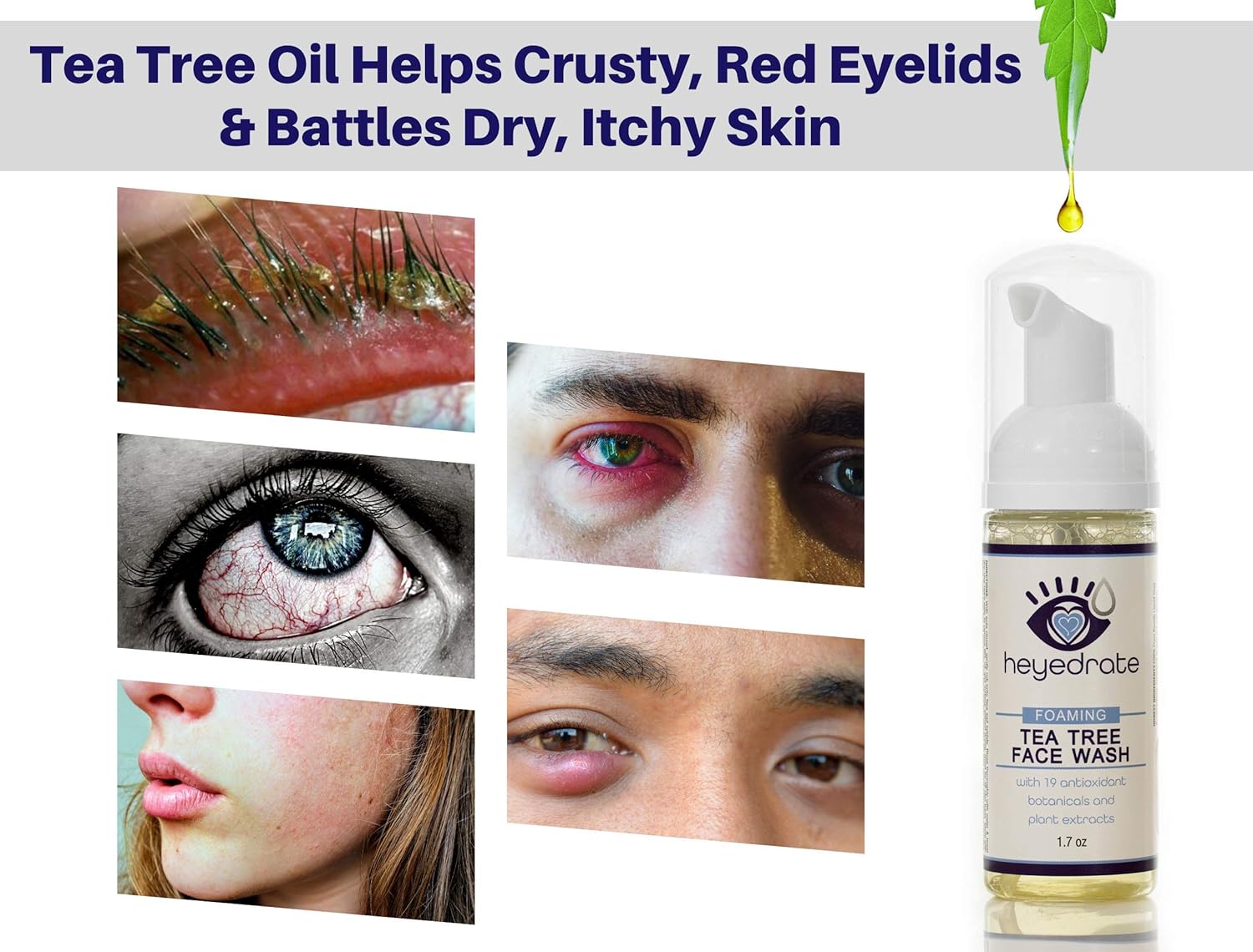 Eye Health Bundle: Omega 3 Fish Oil, Heated Eye Mask, Tea Tree Face Wash for Relief from Irritated Eyes
