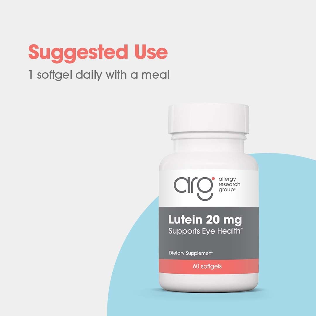 Eye Health Supplement - Allergy Research Group Lutein & Zeaxanthin Softgels for Eyes, 20mg, 60 Count, Vision Support