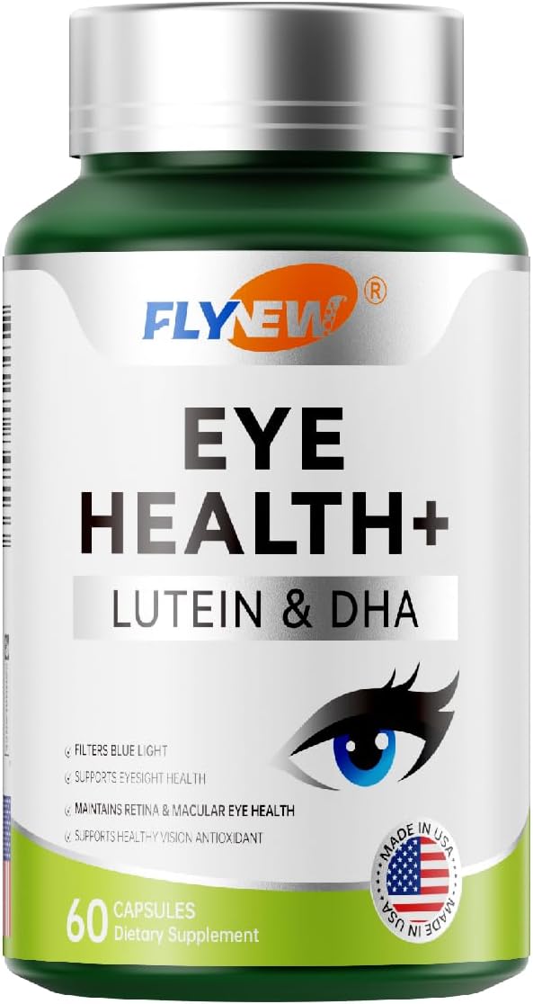 Eye Health Supplement with Lutein, DHA, Blueberry Extract, Zeaxanthin - USA Made (60 Capsules)
