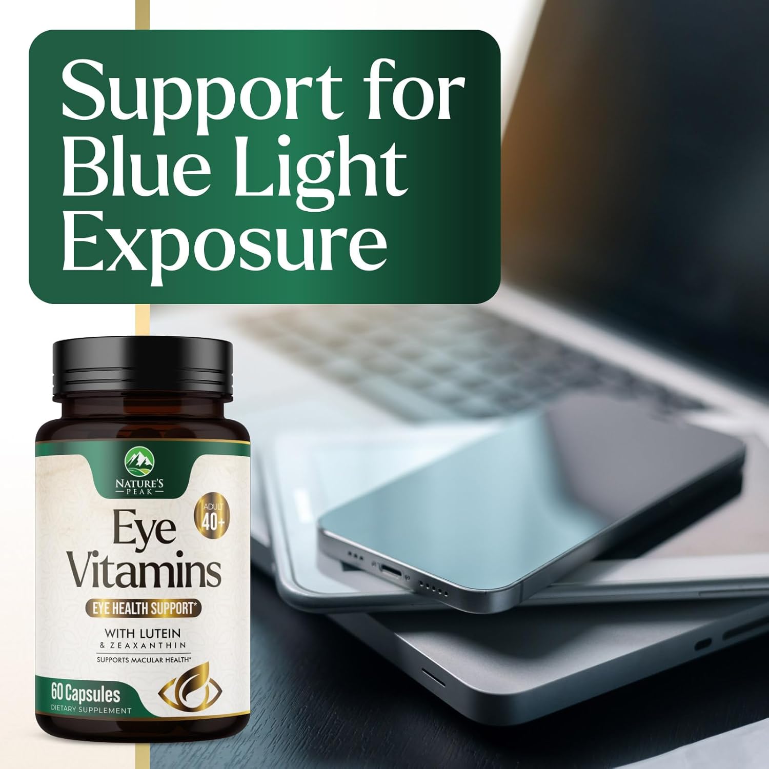 Eye Health Supplement with Zinc, Vitamins C & E, Lutein, Zeaxanthin - 60 Capsules, Non-GMO Vegan Formula for Adults - BoostGo Australia