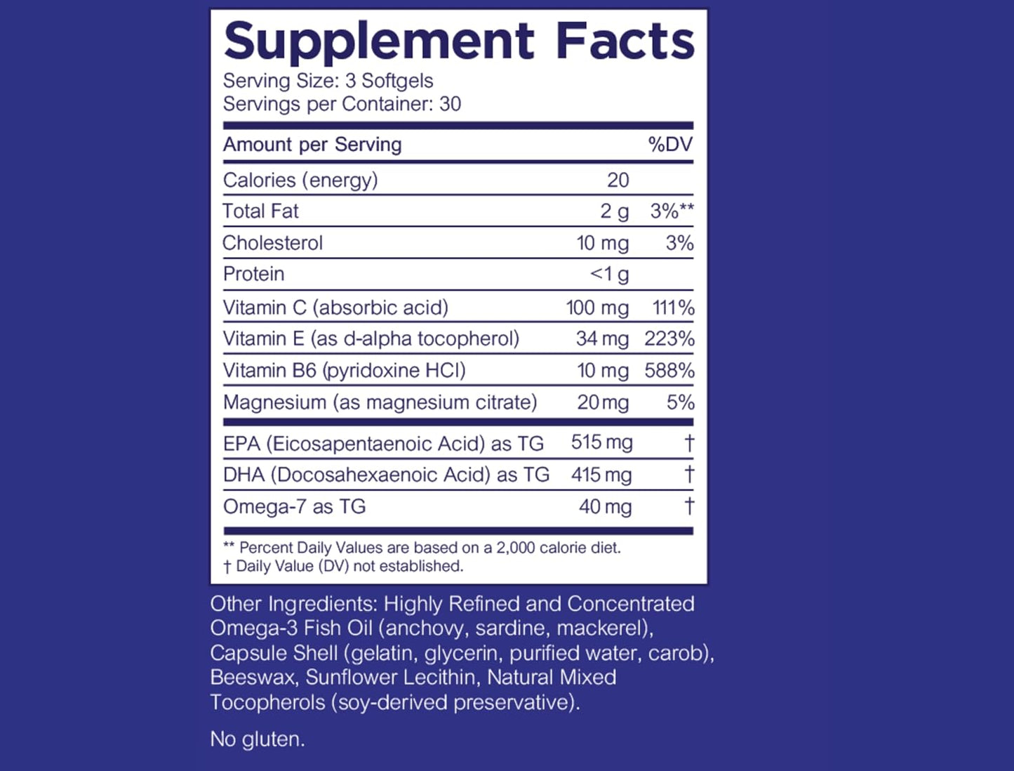 Eye Health Support Softgel Supplement with Triglyceride Omega 3 Fish Oil - Easy to Swallow, Burpless - 90 Count