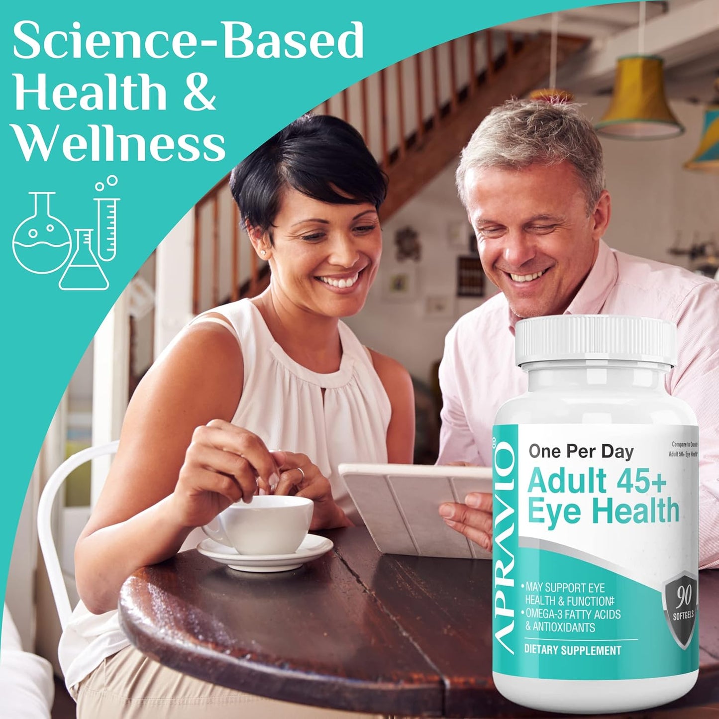 Eye Health Vitamins for Adults 45+ with Vitamin C, E, Zinc, Copper, & Omega-3 - 90 Softgels for Vision & Eye Protection