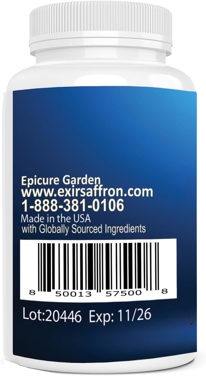 Eye Vitamin Supplement with Lutein, Saffron Astaxanthin, Zeaxanthin, Grape Seed, Turmeric - Supports Floaters, Strain, Pressure, Night Vision - 60 Capsules