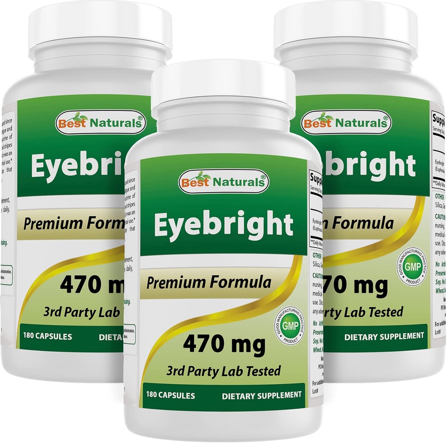Eyebright 470 mg 180 Capsules - Pack of 3 - Best Natural Eye Health Supplement