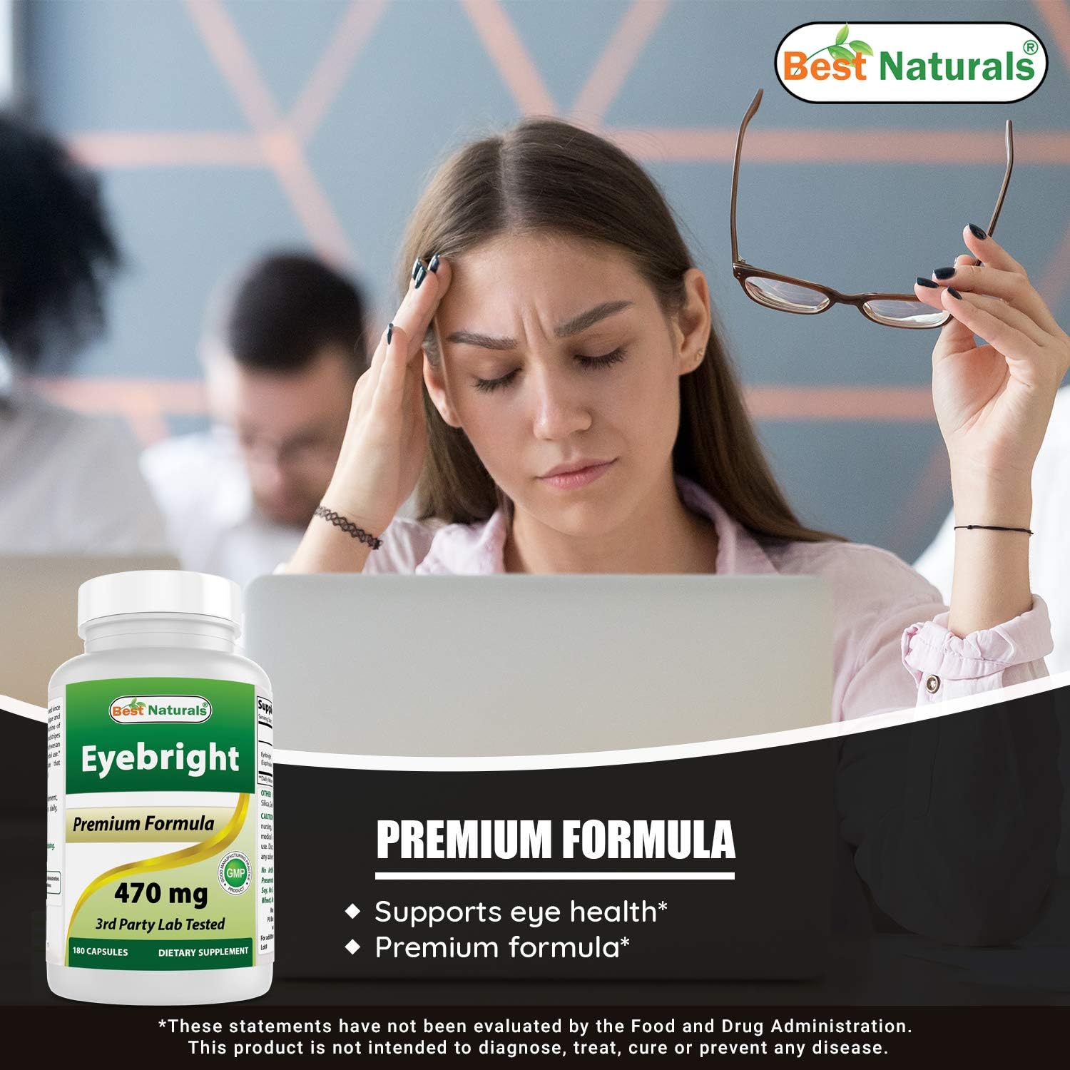 Eyebright 470 mg 180 Capsules - Pack of 3 - Best Natural Eye Health Supplement