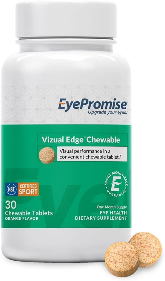 EyePromise Vizual Edge Chew Performance Eye Vitamin - NSF Certified for Sport - Official Eye Vitamin of Sports - 1 Month Supply