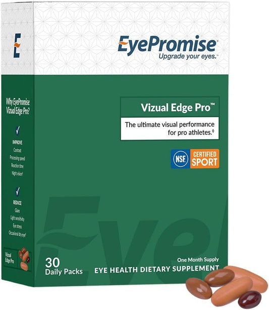 EyePromise Vizual Edge Pro Performance Eye Vitamin Packets - 30-Day Supply - NSF Certified for Sports