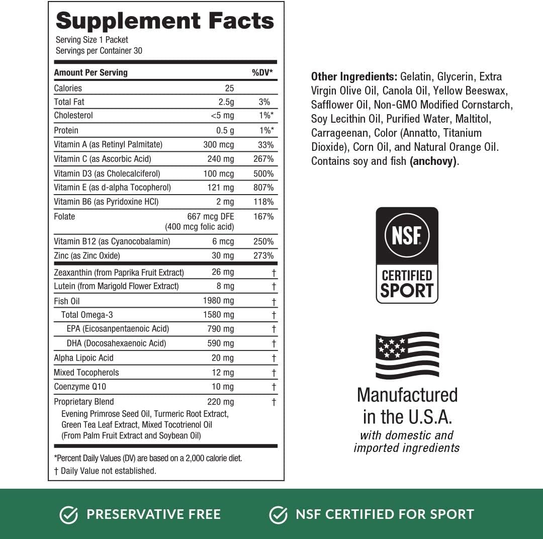 EyePromise Vizual Edge Pro Performance Eye Vitamin Packets - 30-Day Supply - NSF Certified for Sports