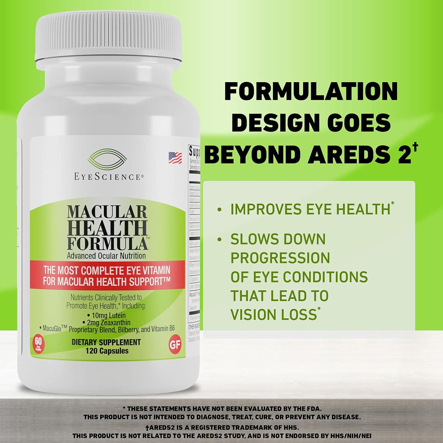 EyeScience Macular Health Advanced Ocular Vitamin Supplement with Lutein, Zeaxanthin, and Vitamins C, D, E, B6 - 60 Day Supply