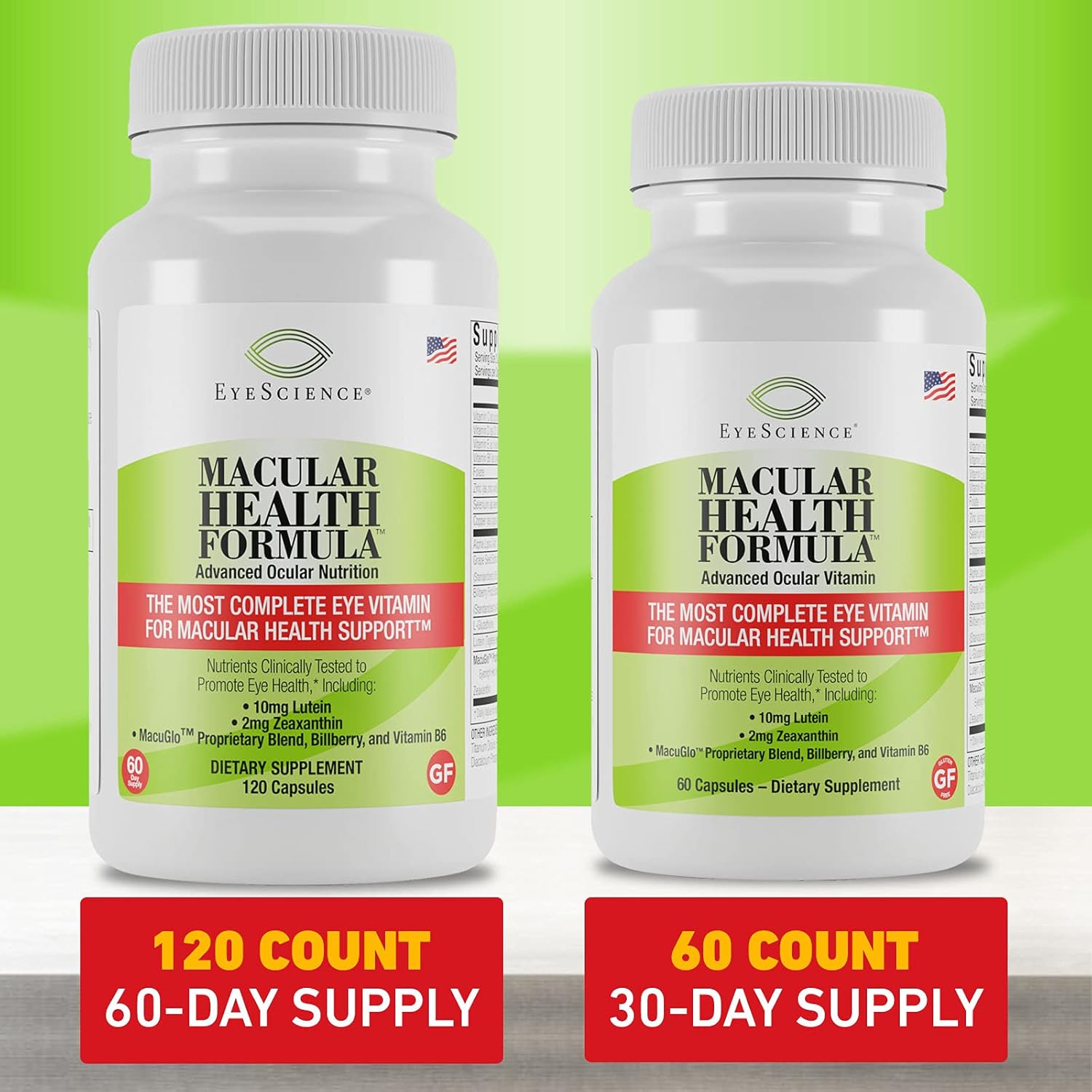 EyeScience Macular Health Advanced Ocular Vitamin Supplement with Lutein, Zeaxanthin, and Vitamins C, D, E, B6 - 60 Day Supply