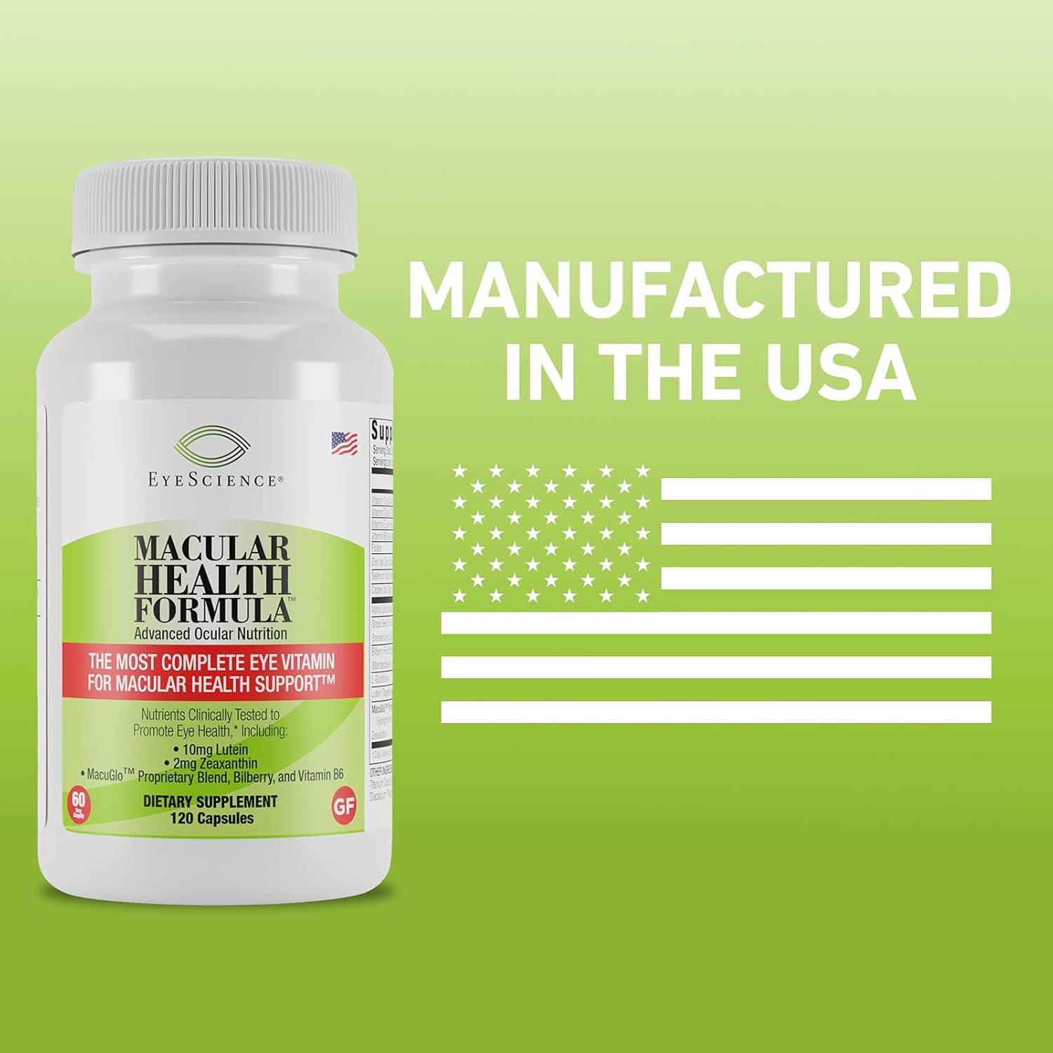 EyeScience Macular Health Advanced Ocular Vitamin Supplement with Lutein, Zeaxanthin, and Vitamins C, D, E, B6 - 60 Day Supply